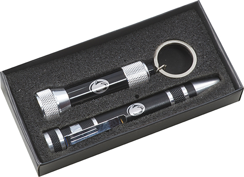 Flashlight & Screwdriver Gift Set - Black